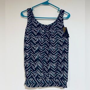 Bikinx Tankini Top Medium | Chevron Black, White & Teal New with Tag